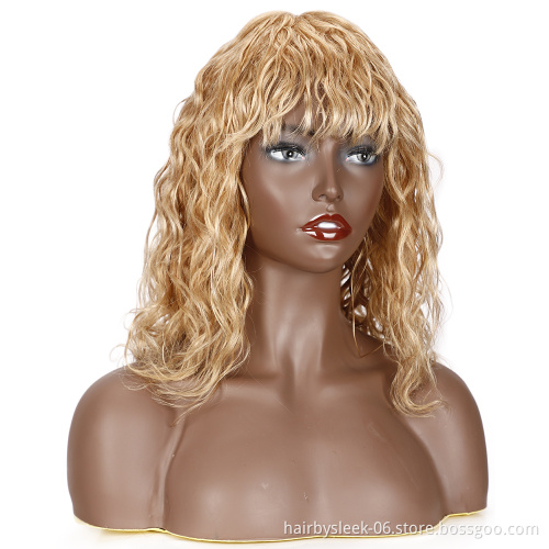 Rebecca Natural Wave Bob Wigs With Bangs Water Wave Human Hair Wig For Women Remy Brazilian Scalp Part Lace Wig Human Hair